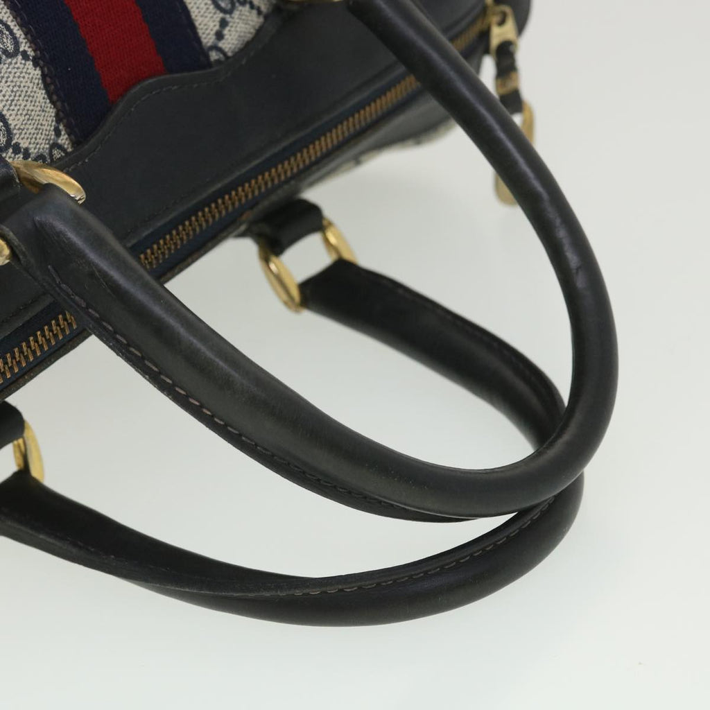 GUCCI GG Canvas Sherry Line Boston Bag PVC Leather Gray Red Navy 38098
