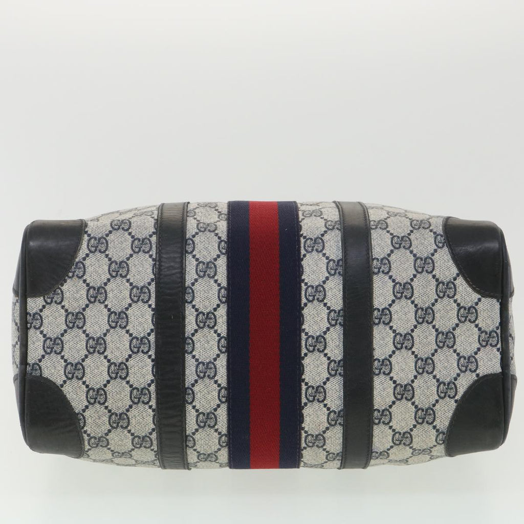 GUCCI GG Canvas Sherry Line Boston Bag PVC Leather Gray Red Navy 38098