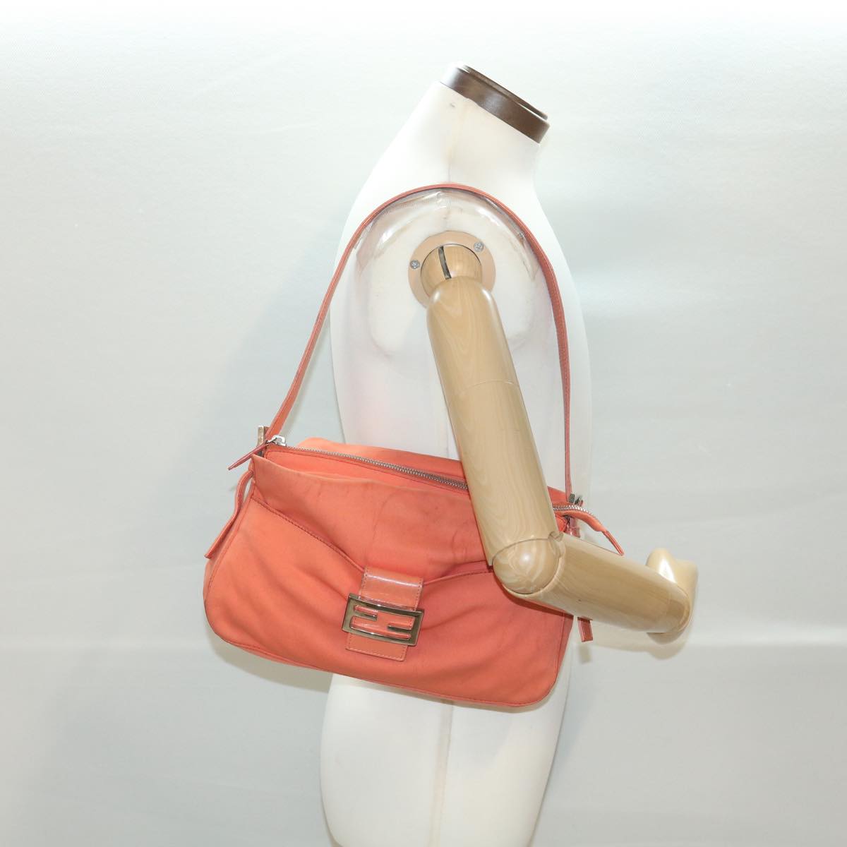 FENDI Mamma Baguette Shoulder Bag Nylon Orange 2321.26566.018 38105