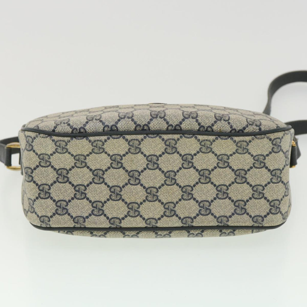 GUCCI GG Canvas Shoulder Bag PVC Leather Gray Navy 001 115 6106 38113