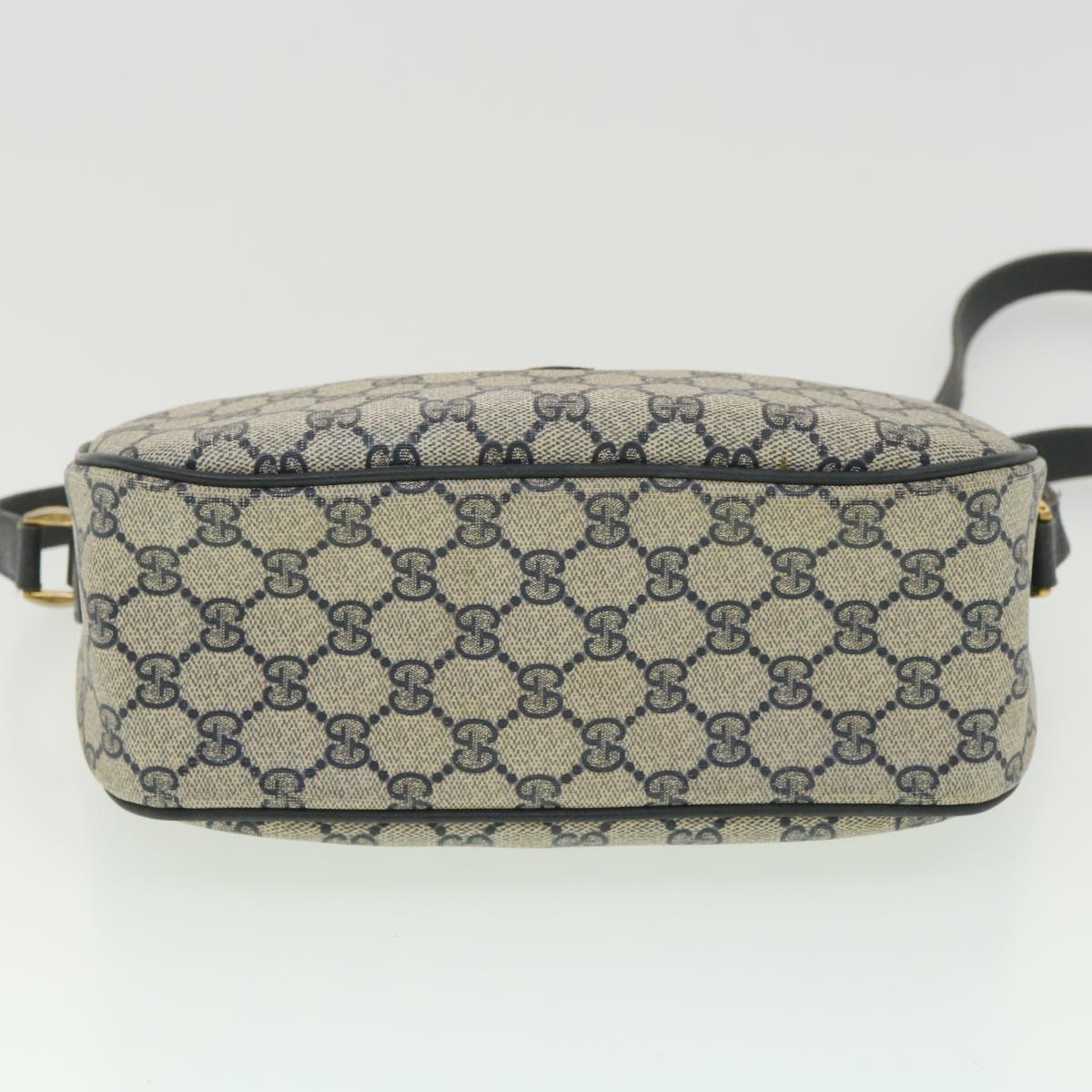 GUCCI GG Canvas Shoulder Bag PVC Leather Gray Navy 001 115 6106 38113