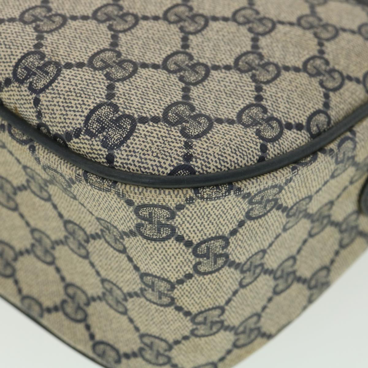 GUCCI GG Canvas Shoulder Bag PVC Leather Gray Navy 001 115 6106 38113