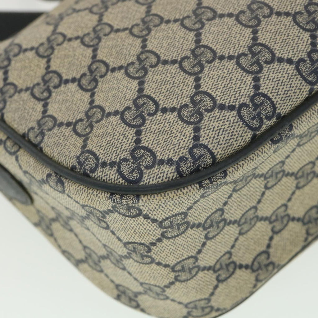 GUCCI GG Canvas Shoulder Bag PVC Leather Gray Navy 001 115 6106 38113