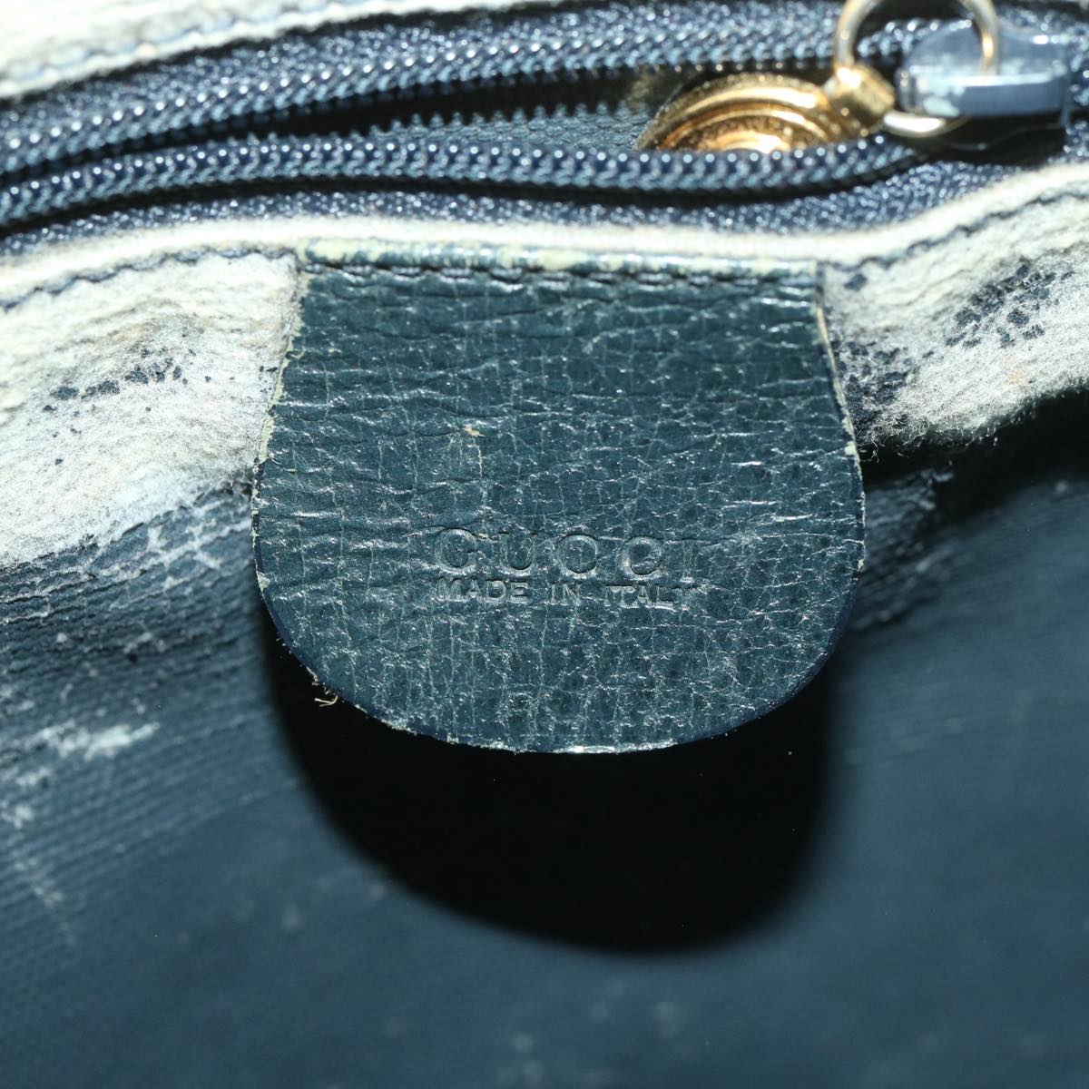 GUCCI GG Canvas Shoulder Bag PVC Leather Gray Navy 001 115 6106 38113