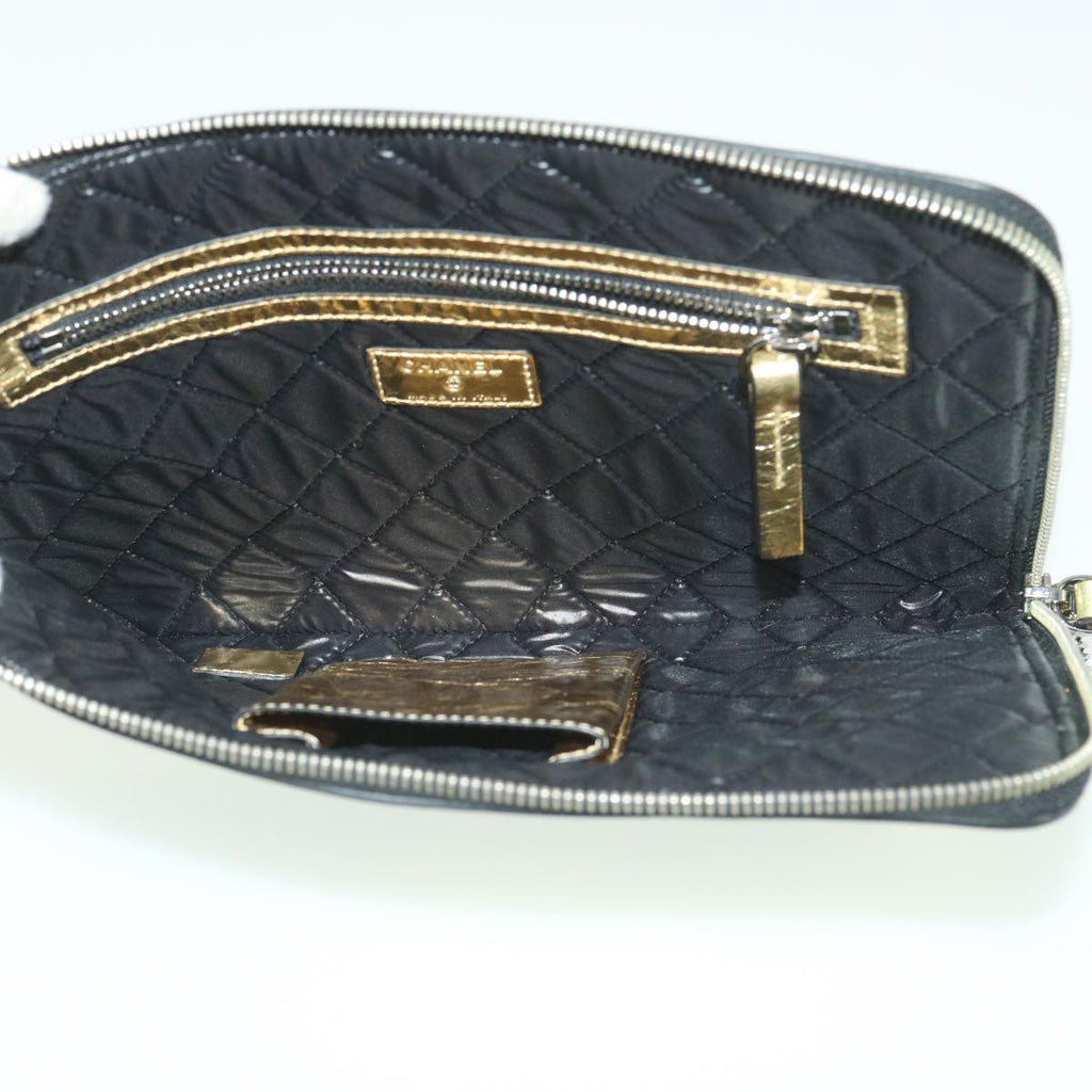 CHANEL Clutch Bag Metallic Leather Gold A82164 CC 38172