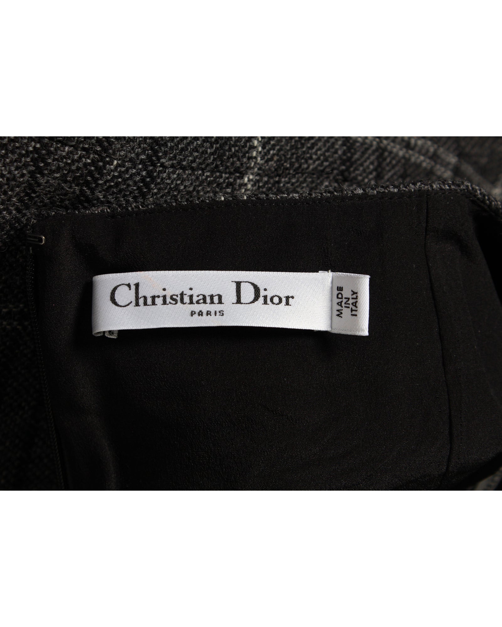 Dior Plaid Pencil Midi Skirt in Grey Wool