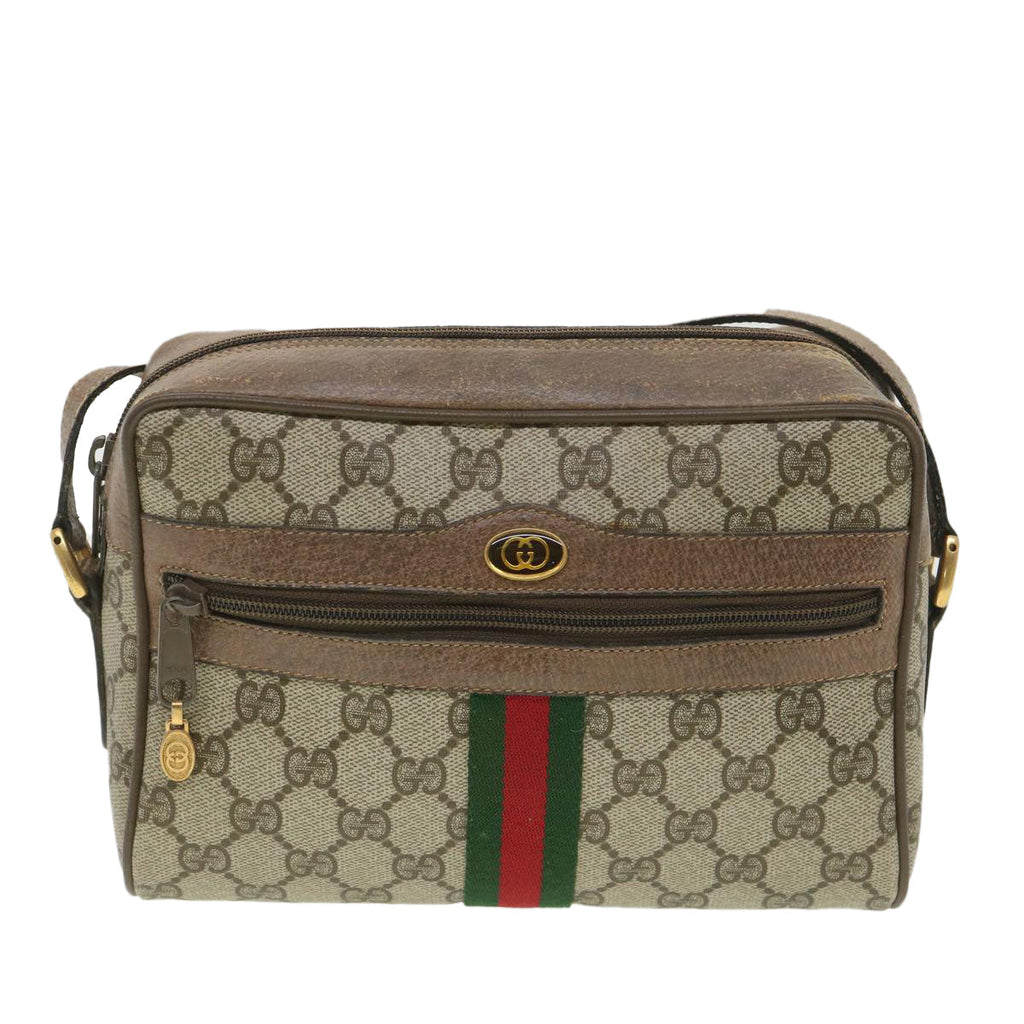 GUCCI GG Canvas Web Sherry Line Shoulder Bag Beige Red 98 02 004 38305