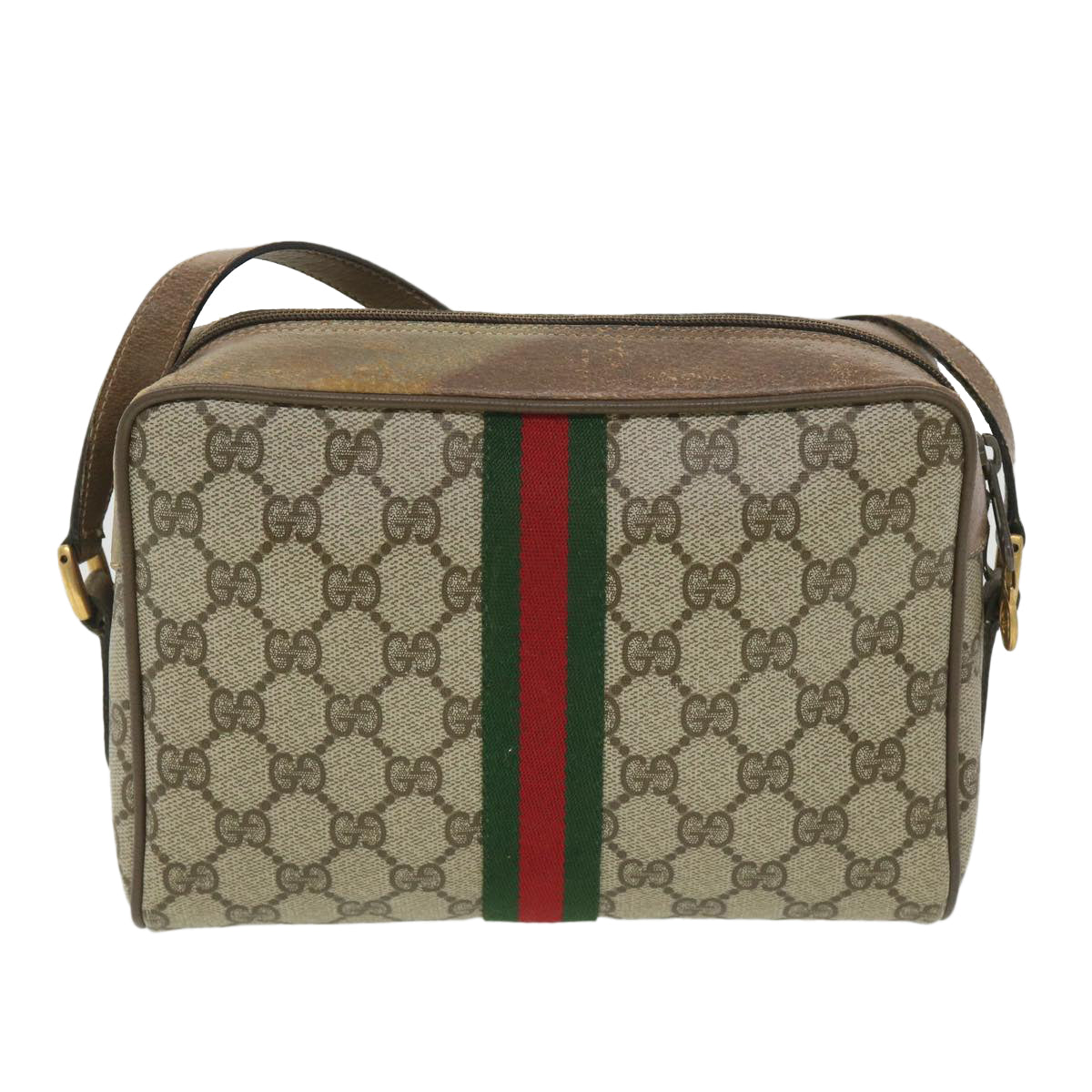 GUCCI GG Canvas Web Sherry Line Shoulder Bag Beige Red 98 02 004 38305