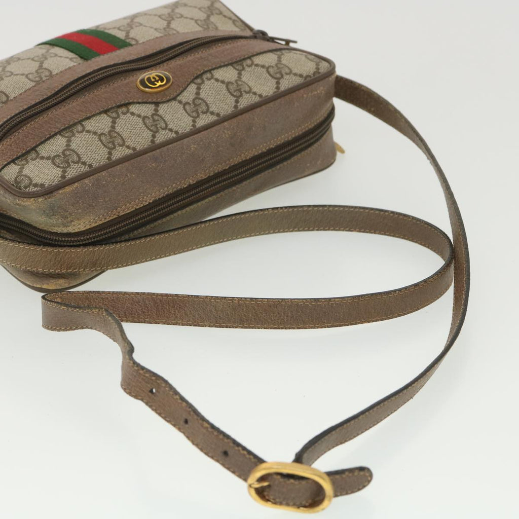 GUCCI GG Canvas Web Sherry Line Shoulder Bag Beige Red 98 02 004 38305