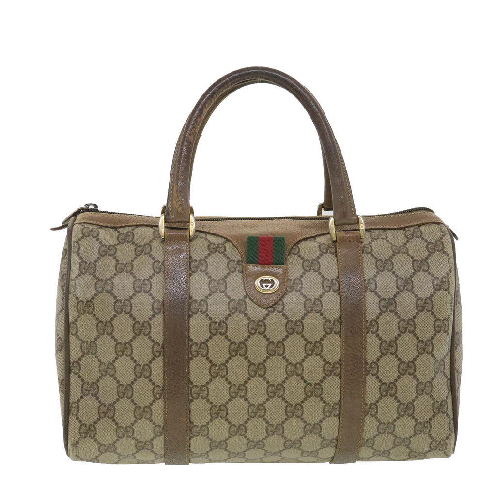 GUCCI GG Canvas Web Sherry Line Boston Bag Beige Red Green 40.02.007 38308