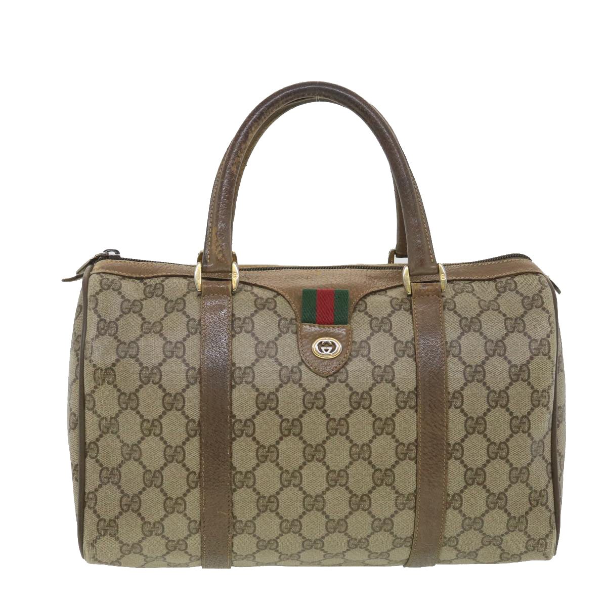 GUCCI GG Canvas Web Sherry Line Boston Bag Beige Red Green 40.02.007 38308