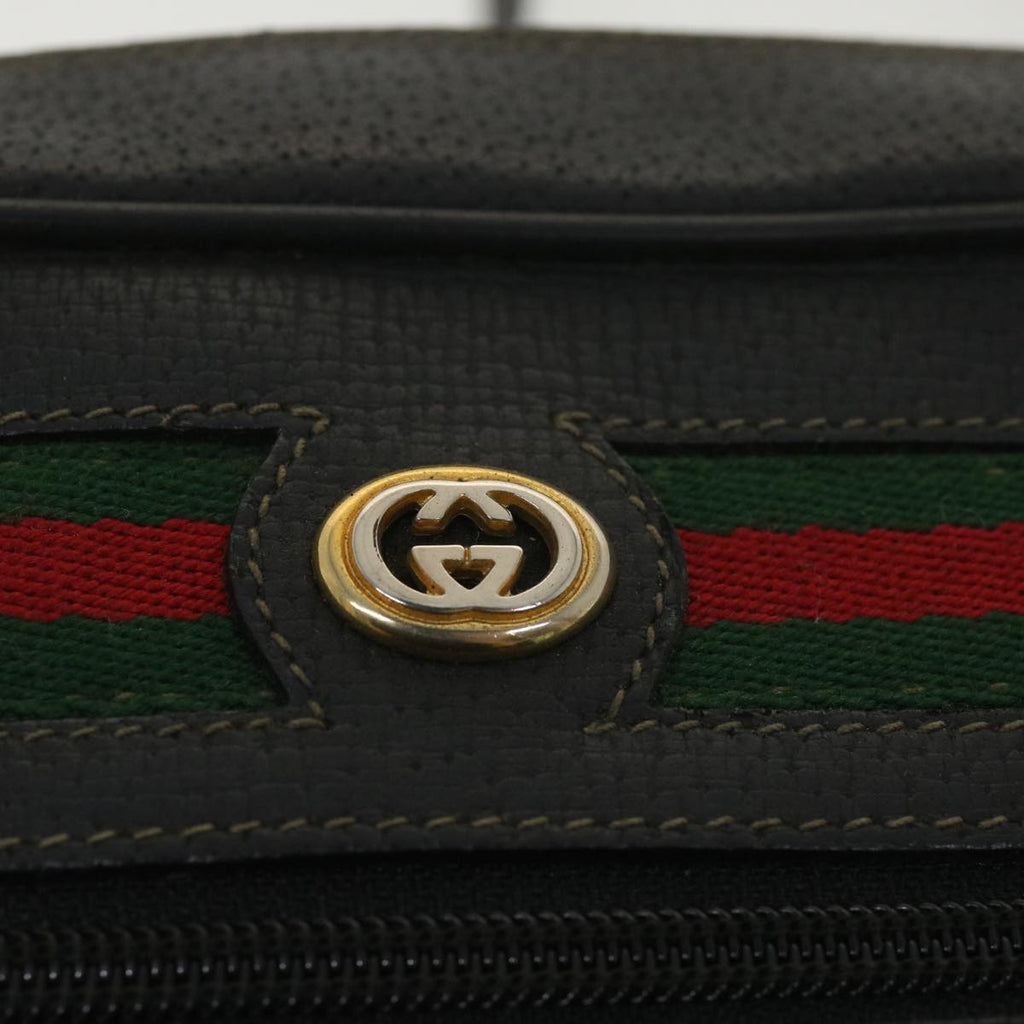 GUCCI GG Canvas Web Sherry Line Shoulder Bag Black Red 119.02.088 38314
