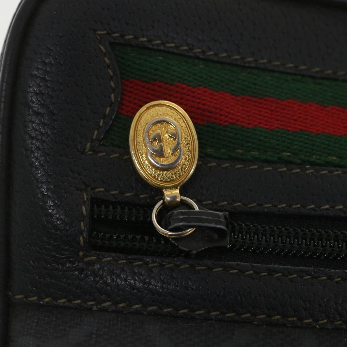 GUCCI GG Canvas Web Sherry Line Shoulder Bag Black Red 119.02.088 38314