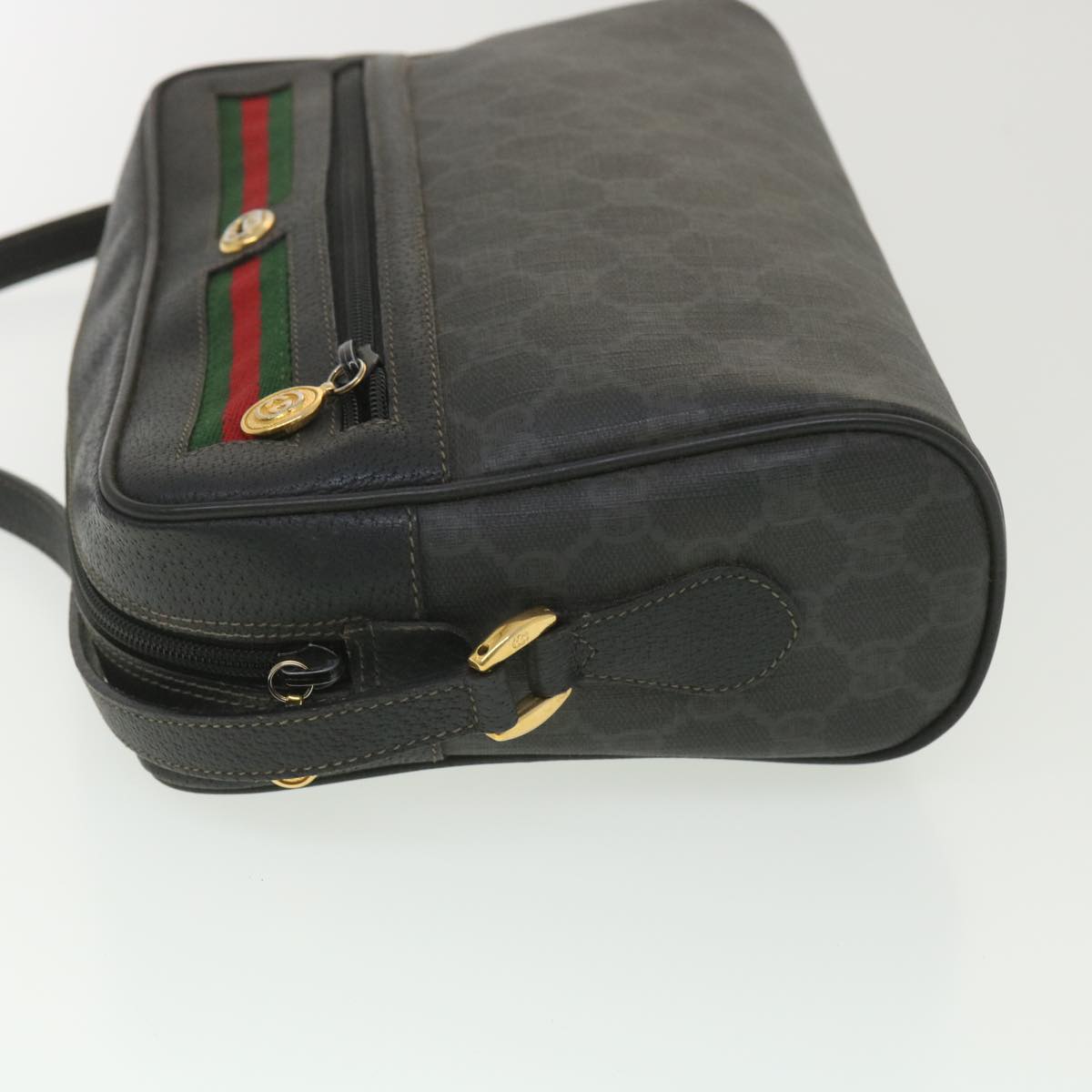 GUCCI GG Canvas Web Sherry Line Shoulder Bag Black Red 119.02.088 38314