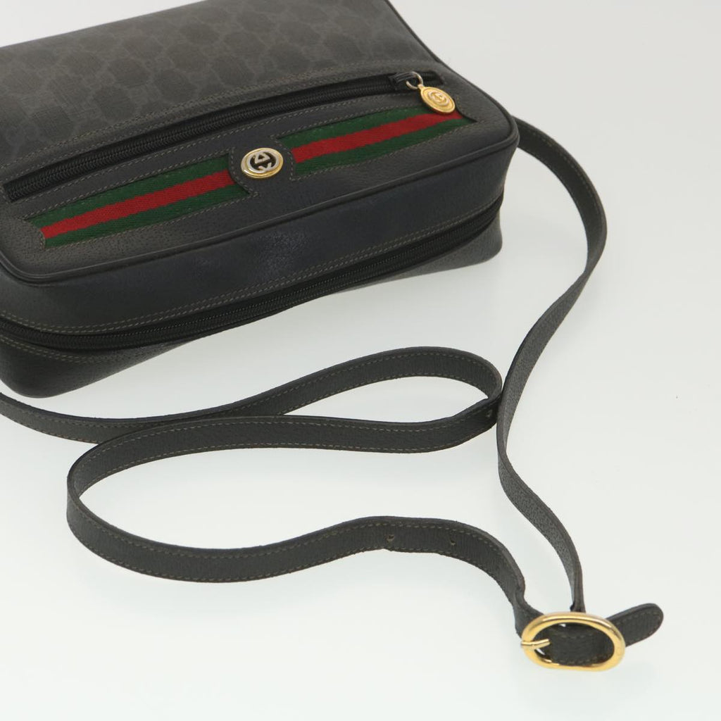 GUCCI GG Canvas Web Sherry Line Shoulder Bag Black Red 119.02.088 38314