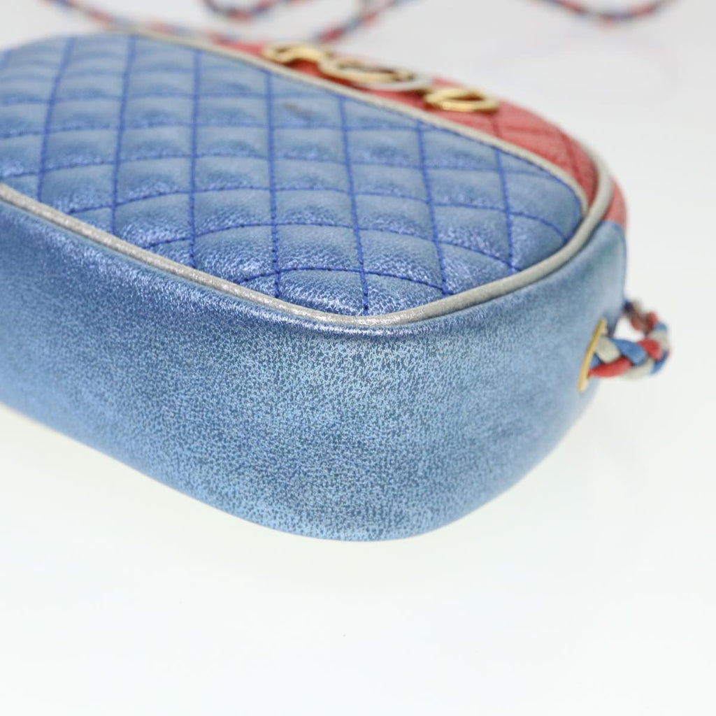 GUCCI Shoulder Bag Lamb Skin Red Blue 534951 38345