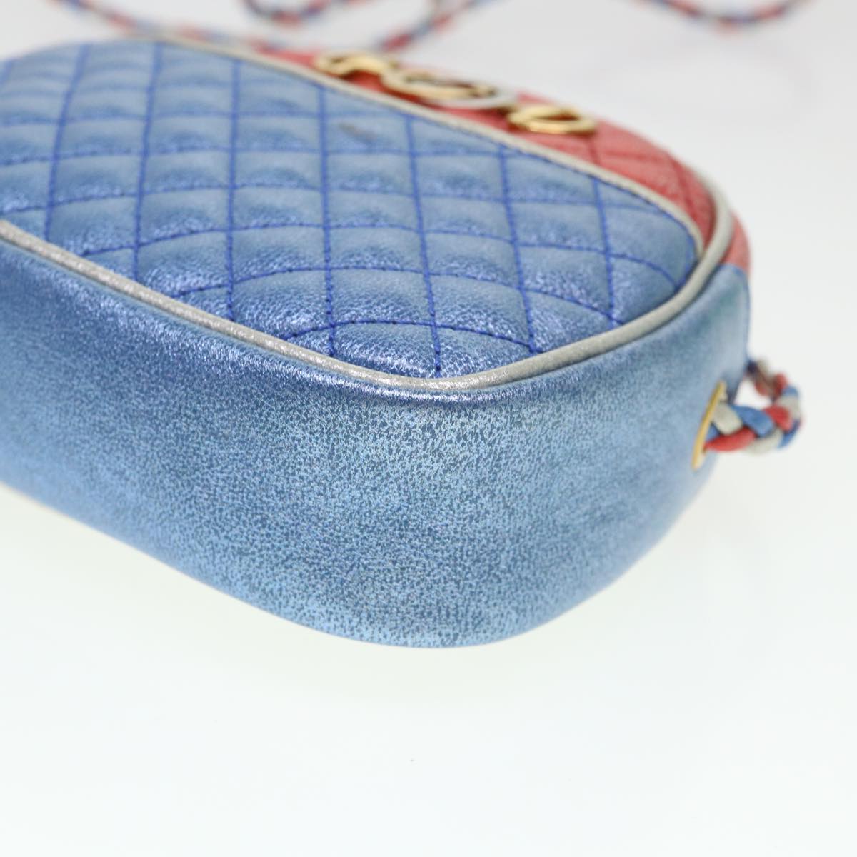 GUCCI Shoulder Bag Lamb Skin Red Blue 534951 38345