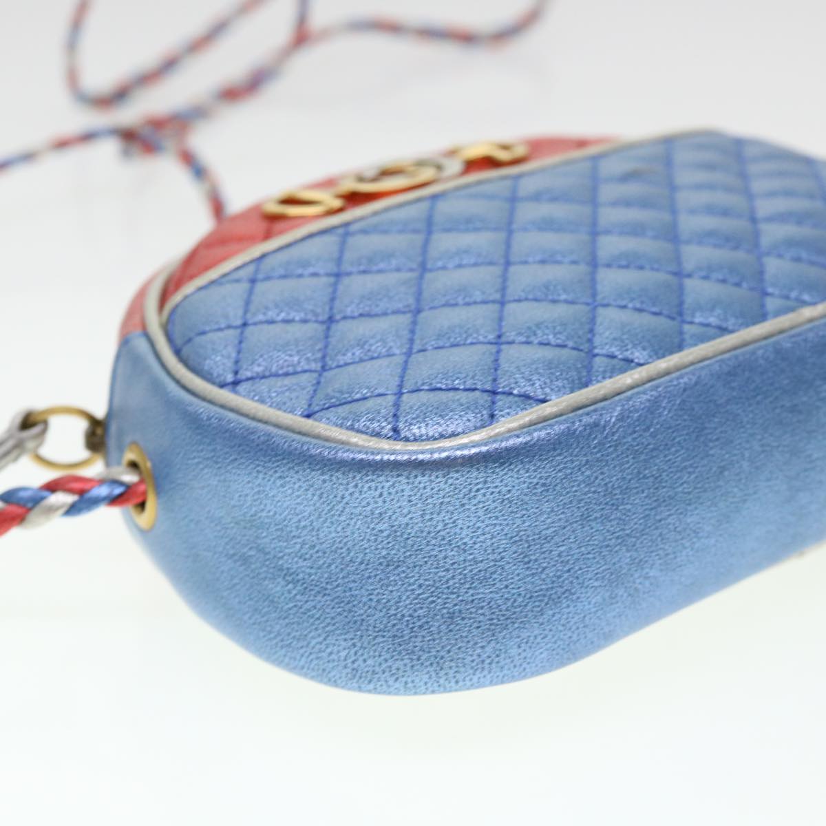 GUCCI Shoulder Bag Lamb Skin Red Blue 534951 38345