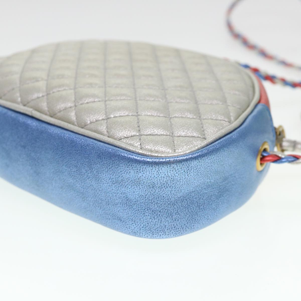GUCCI Shoulder Bag Lamb Skin Red Blue 534951 38345