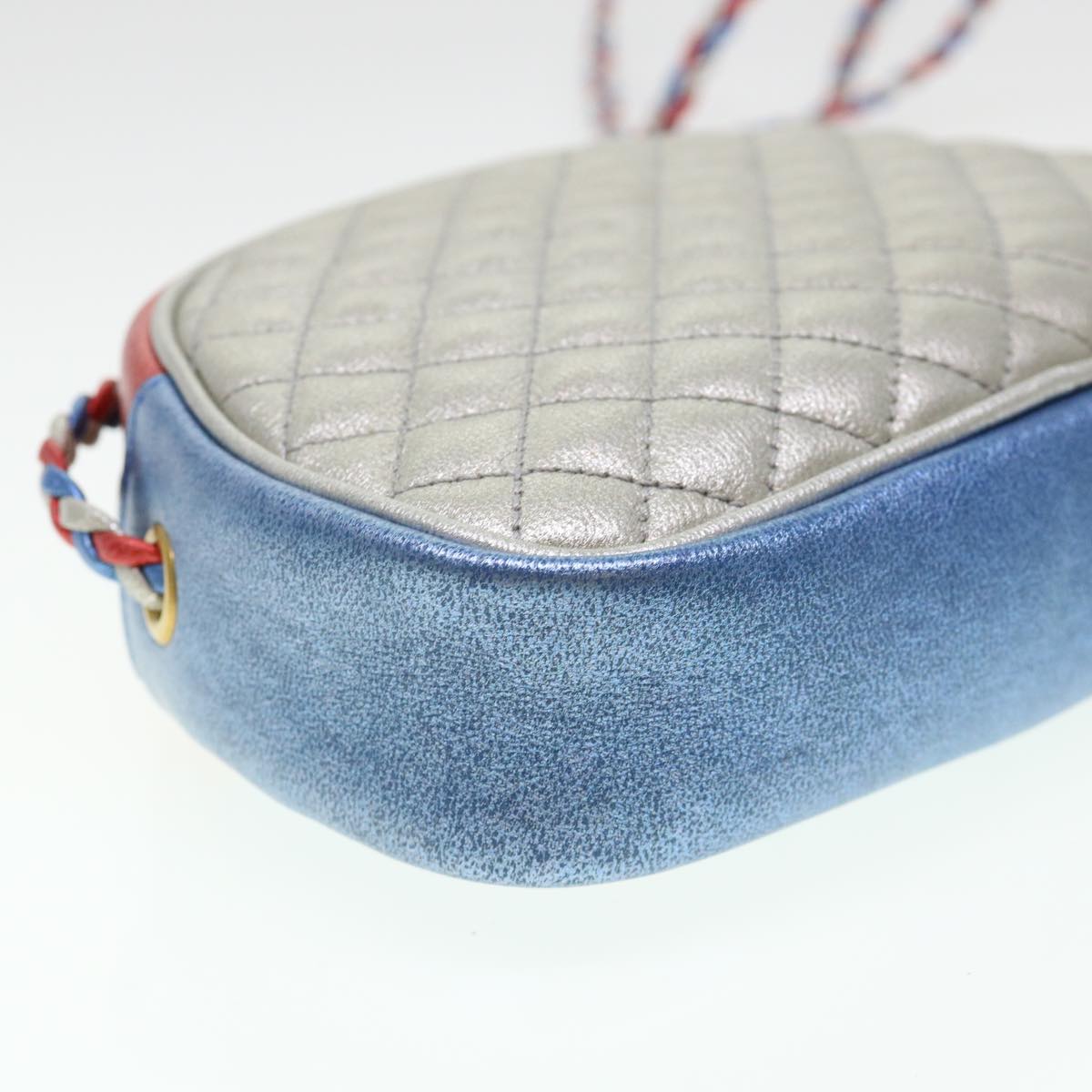 GUCCI Shoulder Bag Lamb Skin Red Blue 534951 38345