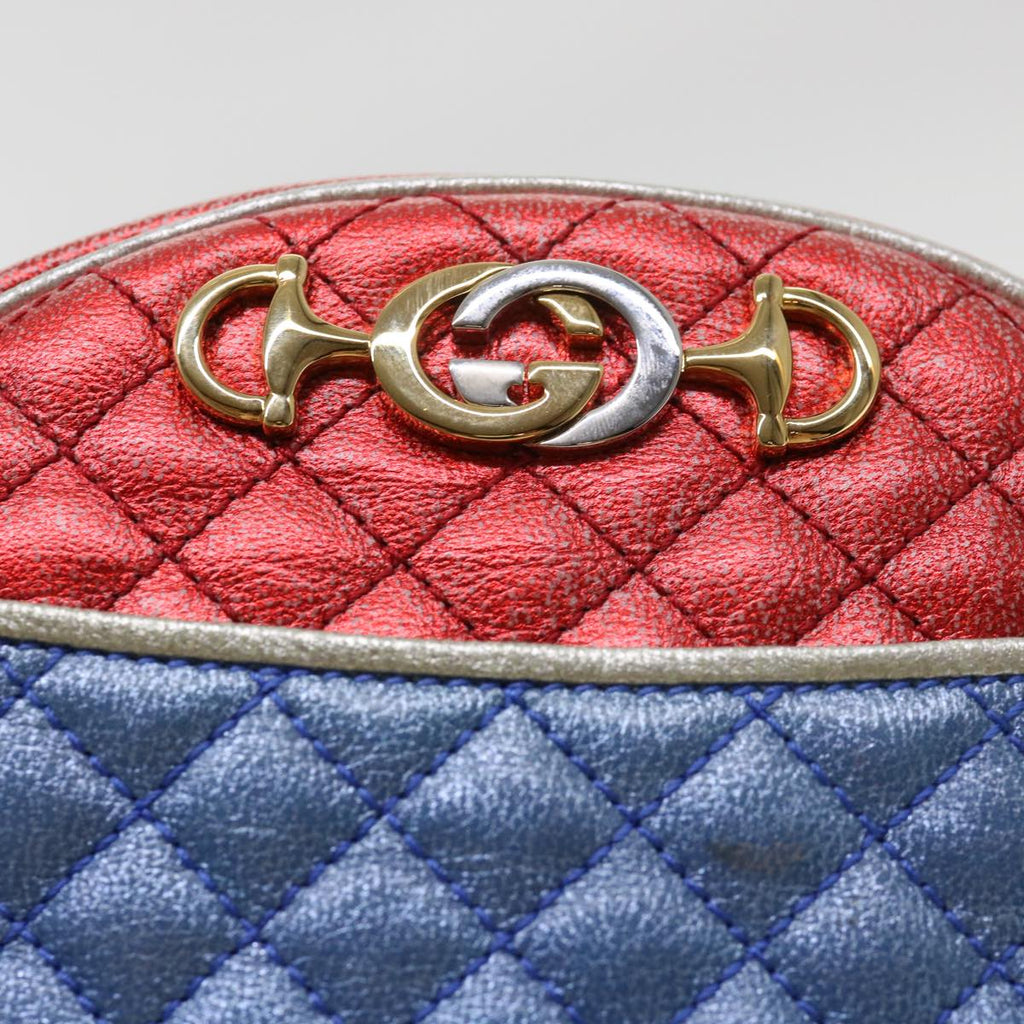 GUCCI Shoulder Bag Lamb Skin Red Blue 534951 38345