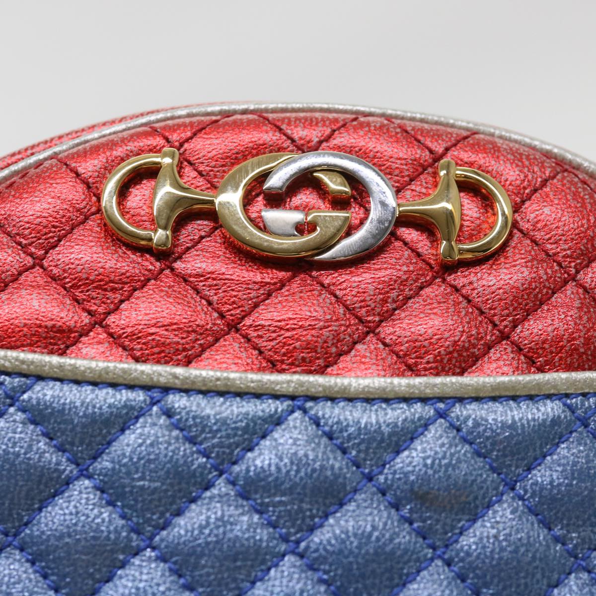 GUCCI Shoulder Bag Lamb Skin Red Blue 534951 38345