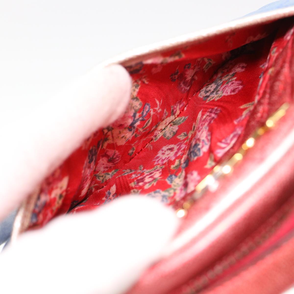 GUCCI Shoulder Bag Lamb Skin Red Blue 534951 38345