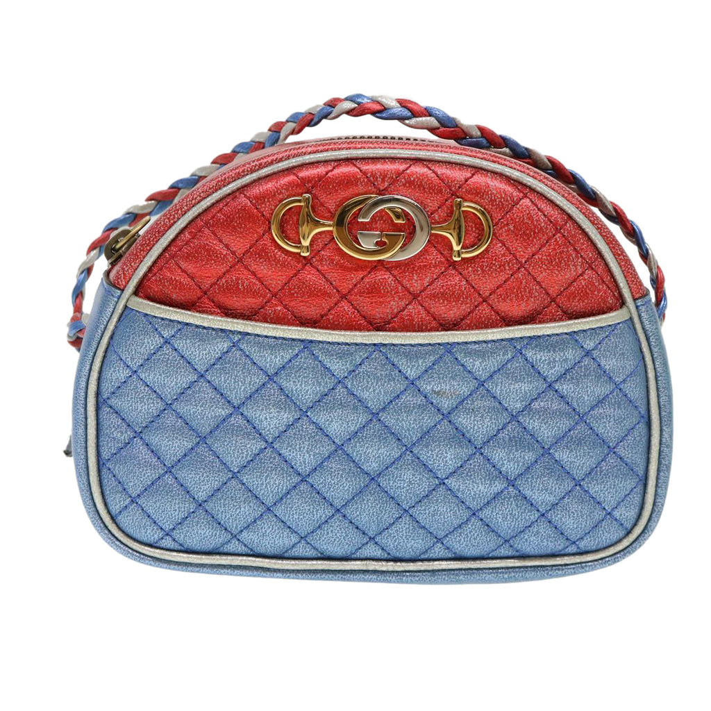 GUCCI Shoulder Bag Lamb Skin Red Blue 534951 38345