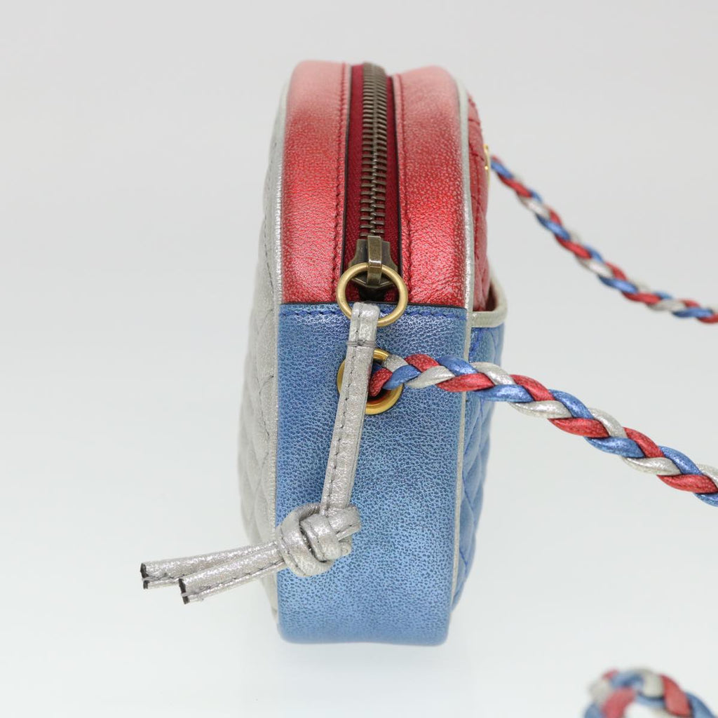 GUCCI Shoulder Bag Lamb Skin Red Blue 534951 38345