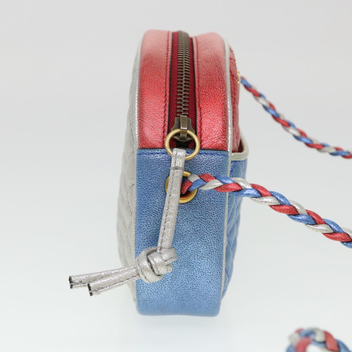 GUCCI Shoulder Bag Lamb Skin Red Blue 534951 38345