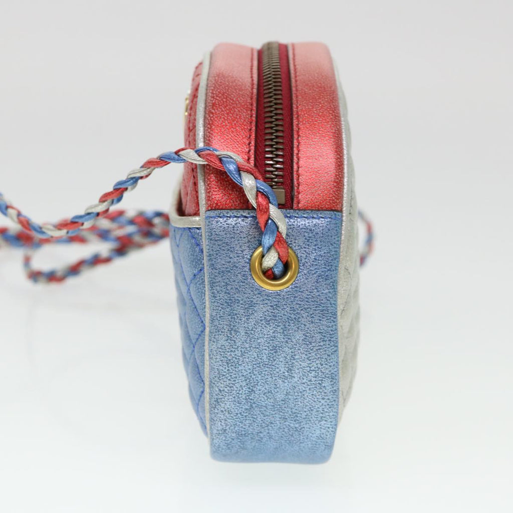 GUCCI Shoulder Bag Lamb Skin Red Blue 534951 38345