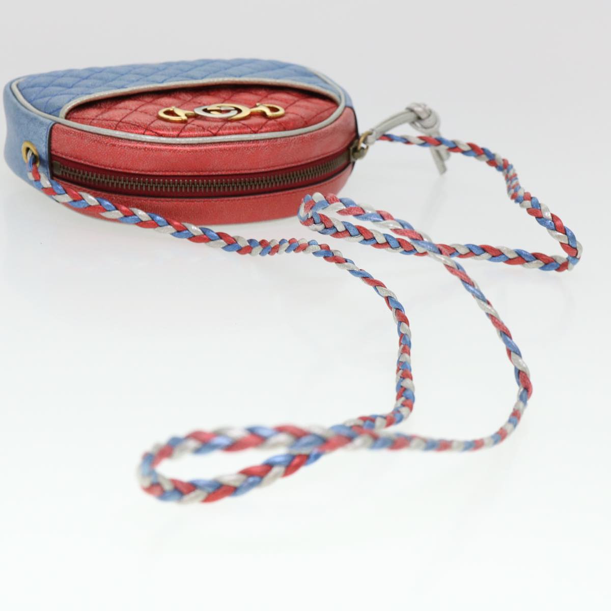 GUCCI Shoulder Bag Lamb Skin Red Blue 534951 38345