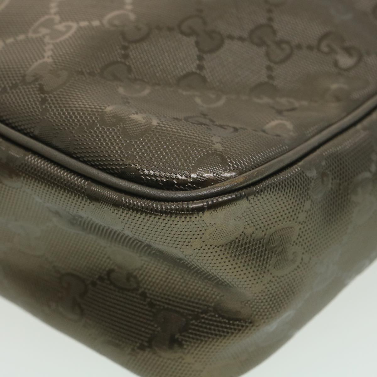 GUCCI GG implementation Shoulder Bag PVC Leather Khaki 233268 38378