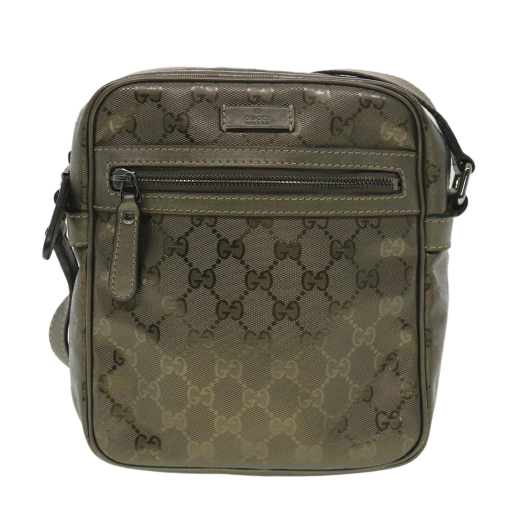 GUCCI GG implementation Shoulder Bag PVC Leather Khaki 233268 38378