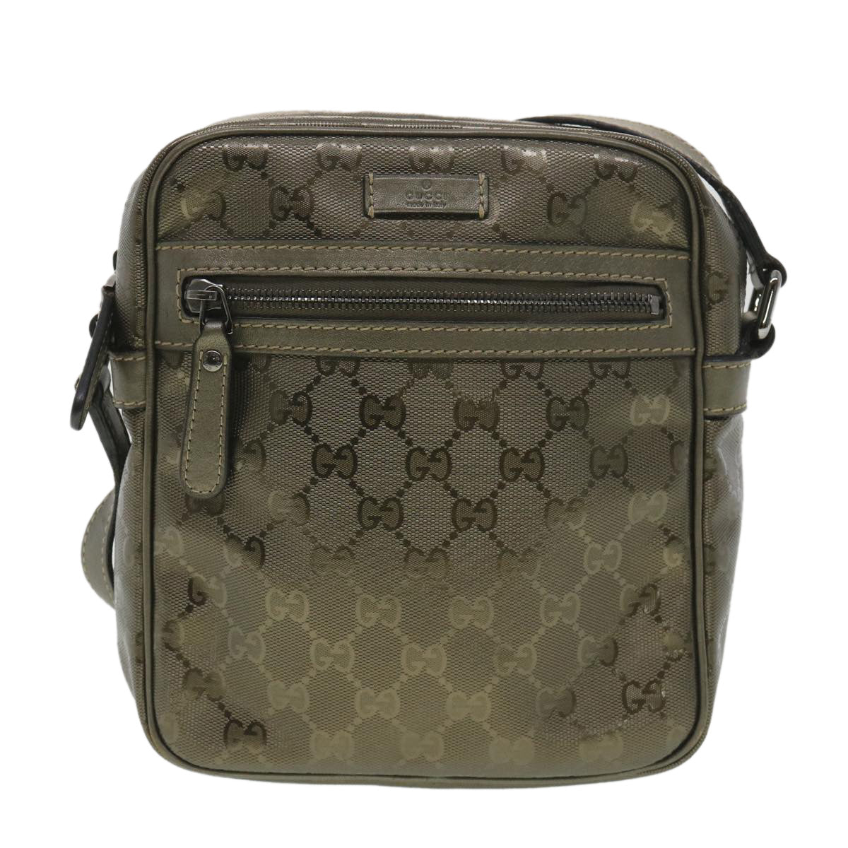 GUCCI GG implementation Shoulder Bag PVC Leather Khaki 233268 38378