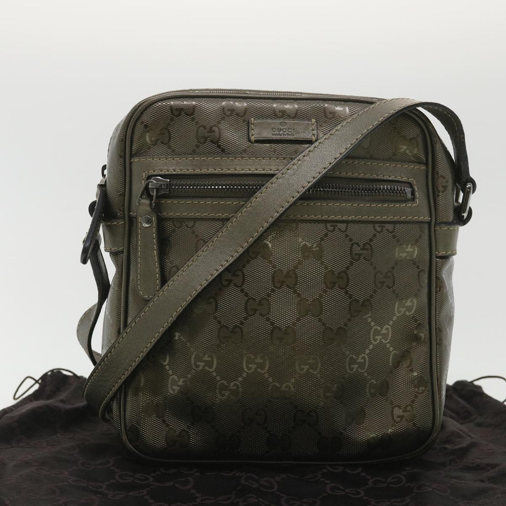 GUCCI GG implementation Shoulder Bag PVC Leather Khaki 233268 38378