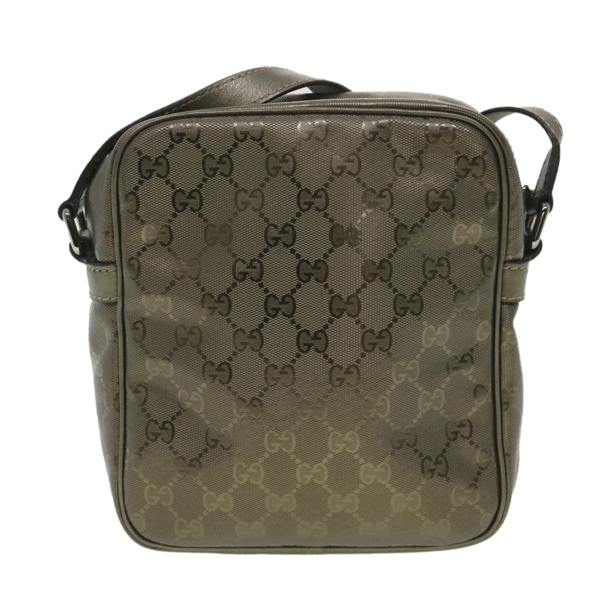 GUCCI GG implementation Shoulder Bag PVC Leather Khaki 233268 38378