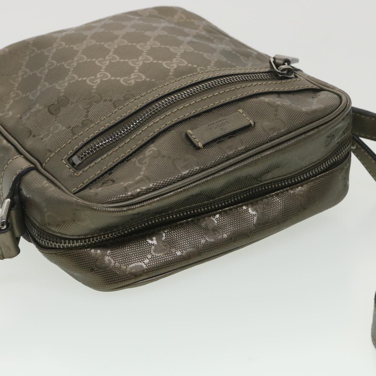 GUCCI GG implementation Shoulder Bag PVC Leather Khaki 233268 38378