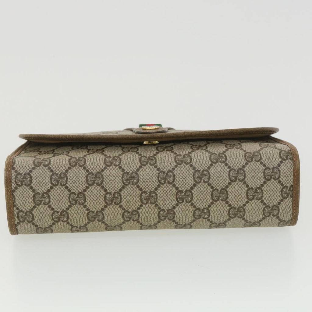 GUCCI GG Canvas Web Sherry Line Clutch Bag Beige Red Green 89.01.030 38392