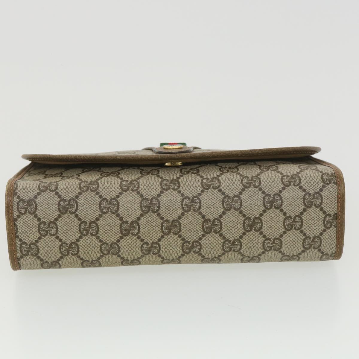 GUCCI GG Canvas Web Sherry Line Clutch Bag Beige Red Green 89.01.030 38392