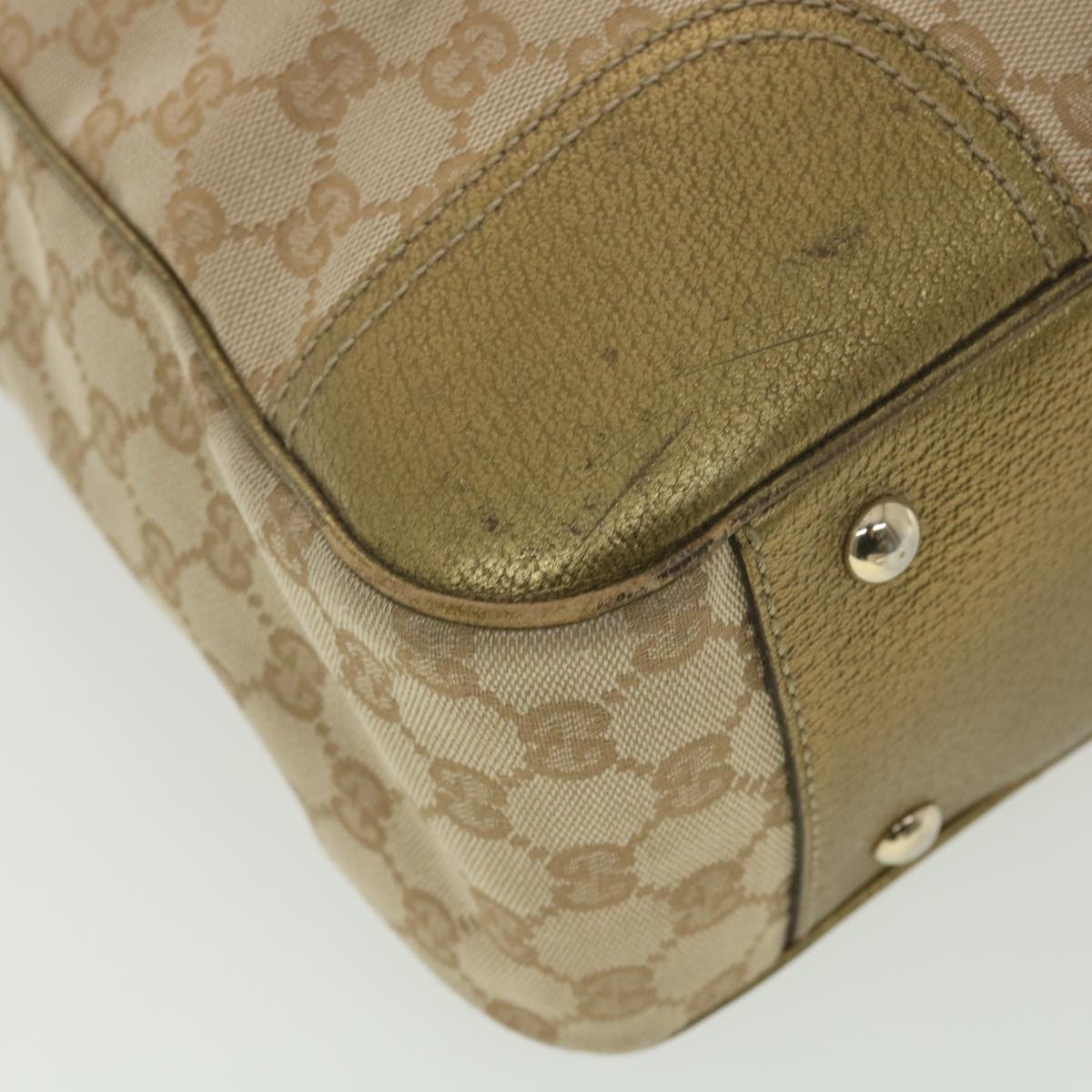 GUCCI GG Canvas Shoulder Bag Beige Gold 163805 38395