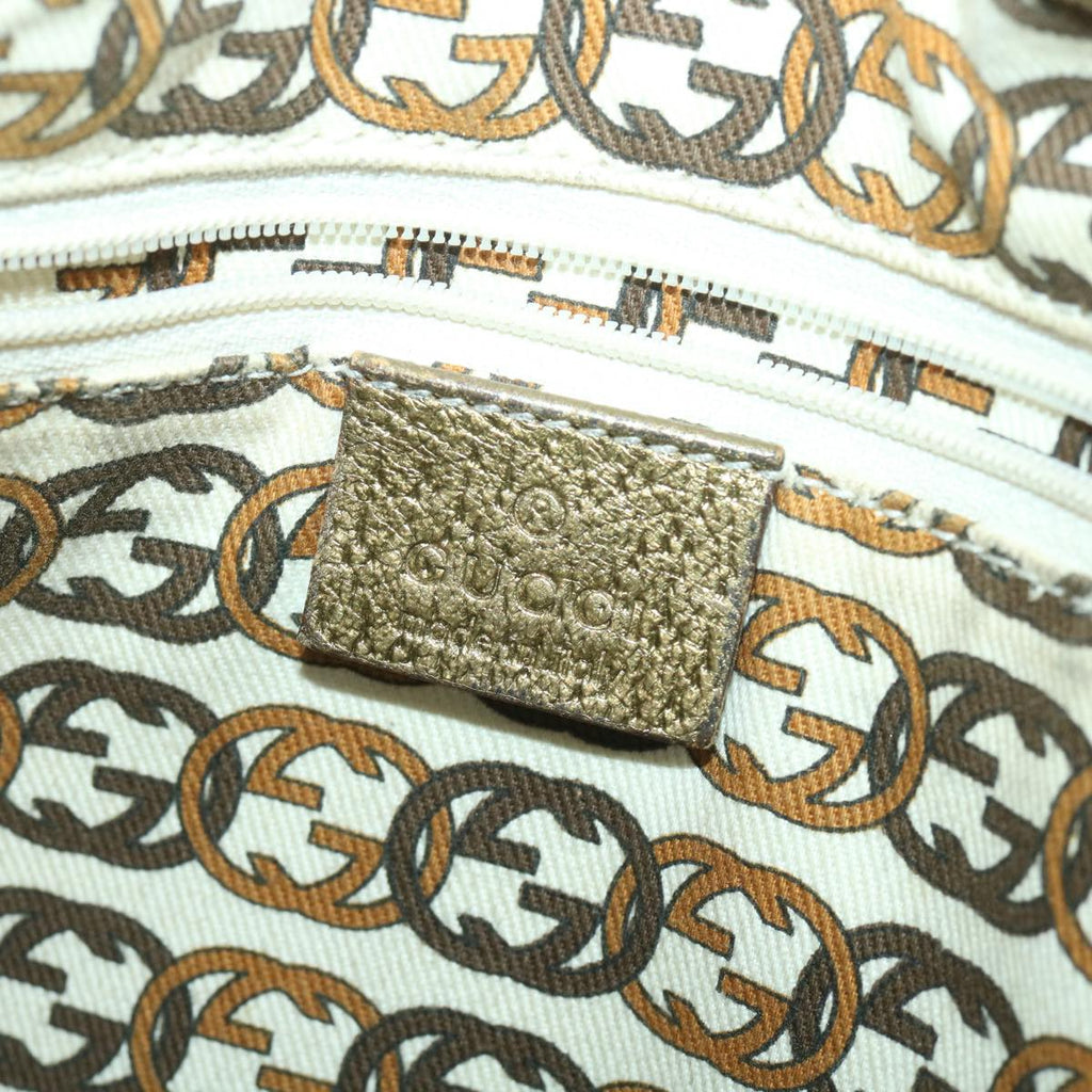 GUCCI GG Canvas Shoulder Bag Beige Gold 163805 38395