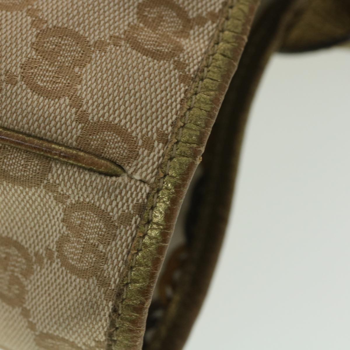 GUCCI GG Canvas Shoulder Bag Beige Gold 163805 38395
