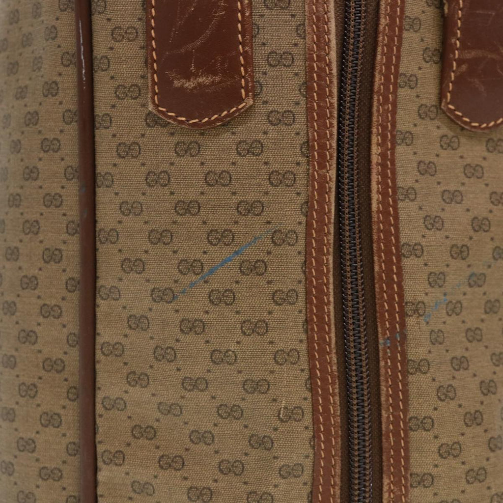 GUCCI Web Sherry Line Micro GG Canvas Boston Bag PVC Leather Brown 38417
