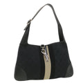 GUCCI GG Canvas Sherry Line Jackie Shoulder Bag Black Beige 4057 38433