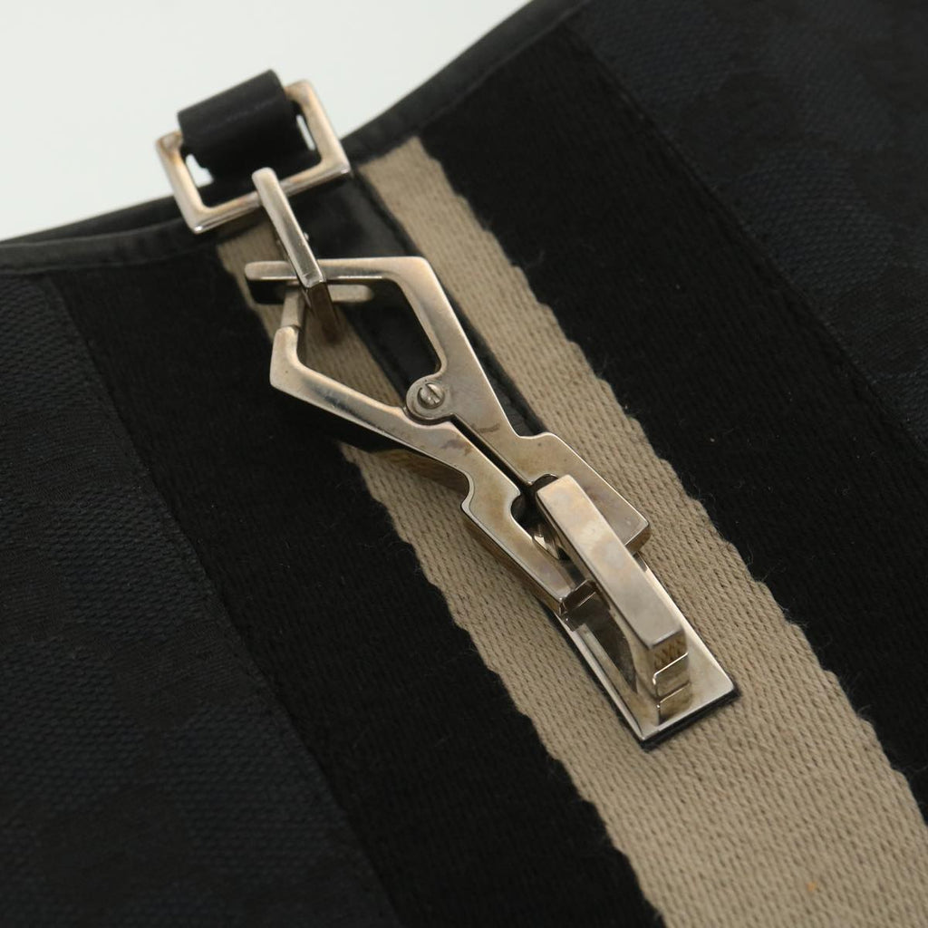 GUCCI GG Canvas Sherry Line Jackie Shoulder Bag Black Beige 4057 38433