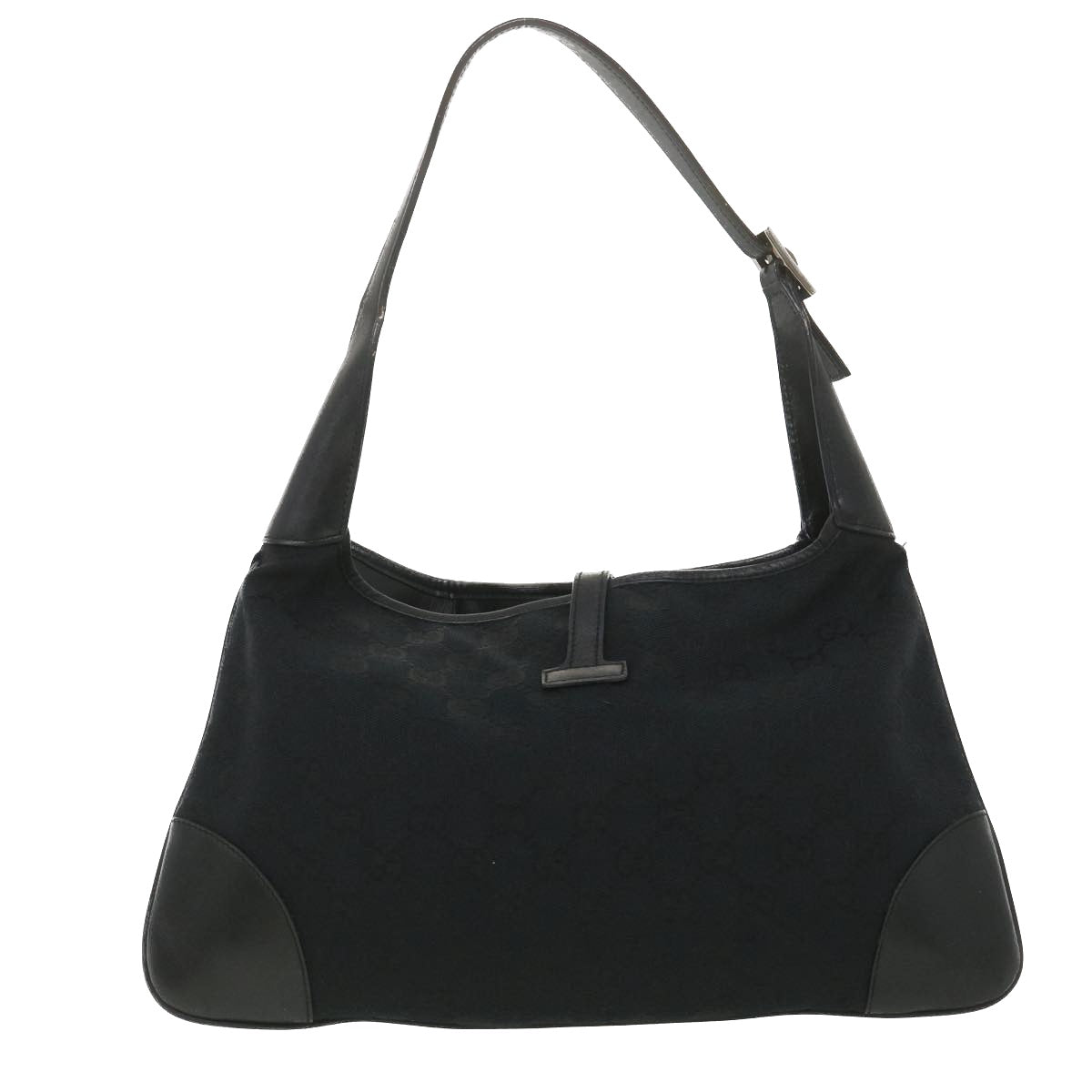 GUCCI GG Canvas Sherry Line Jackie Shoulder Bag Black Beige 4057 38433
