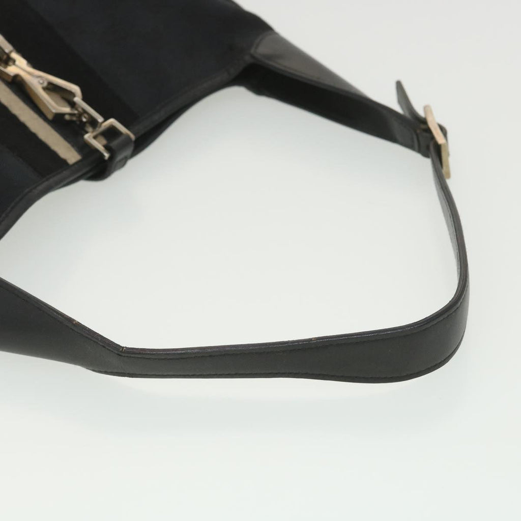 GUCCI GG Canvas Sherry Line Jackie Shoulder Bag Black Beige 4057 38433
