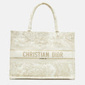Dior /white Toile De Jouy Embroidered Canvas Medium Book Tote