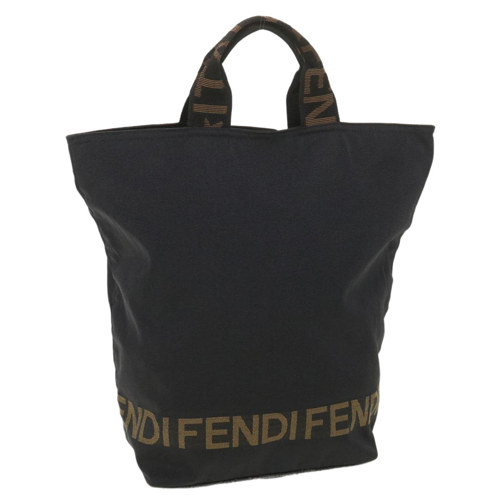 FENDI Hand Bag Nylon Black Brown 38483